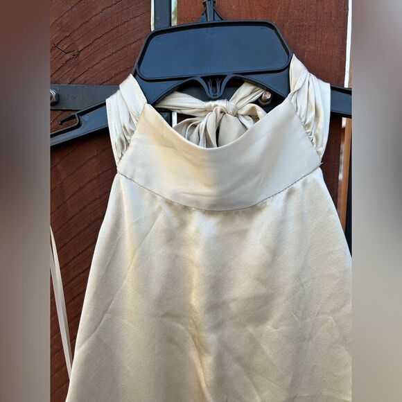 NWT Reformation Ivory Alani Silk Side Slit Backless Halter Maxi Dress size 14 - Picture 5 of 12